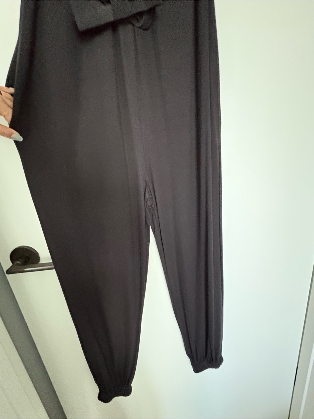 Something Navy Nikki Black Sleeveless Jumpsuit with Waist Bow - Picture 10 of 15